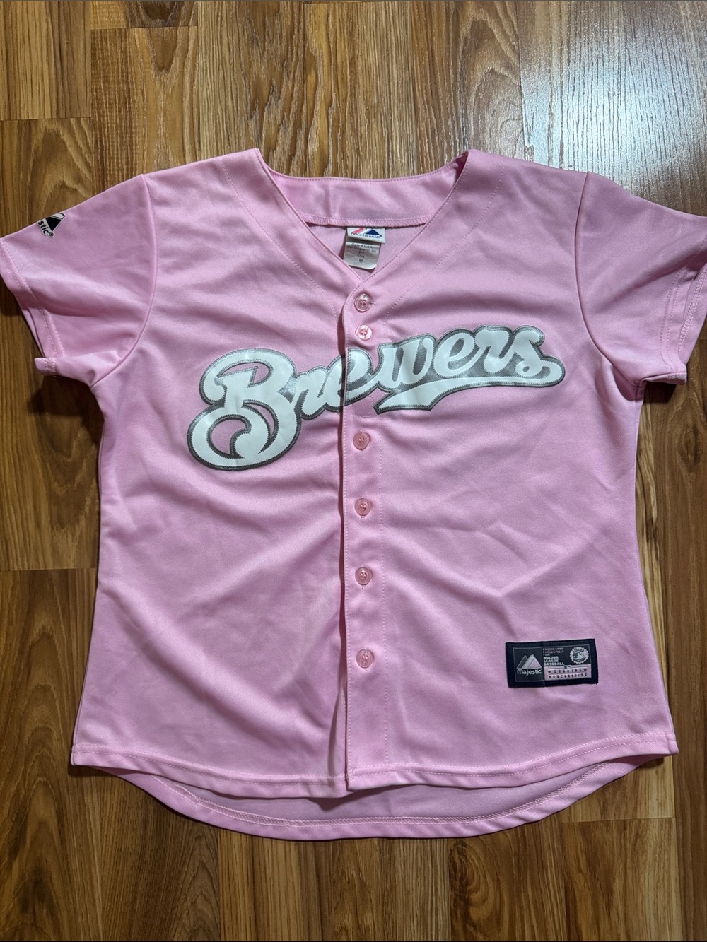 Milwaukee Brewers Women’s Pink Baseball Jersey Medium